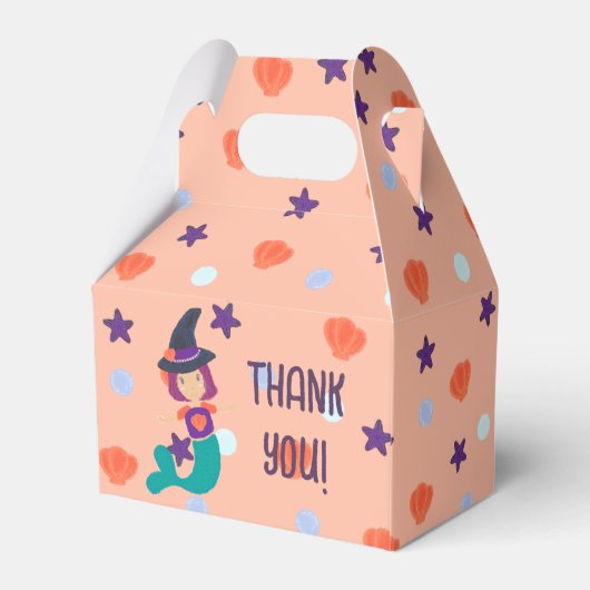 Halloween Pastel Mermaid Hexe in Hexenhutlachs Geschenkschachtel (Rückseite)