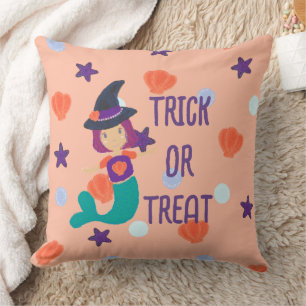 Halloween Pastel Mermaid Witch Trick oder Treat Kissen