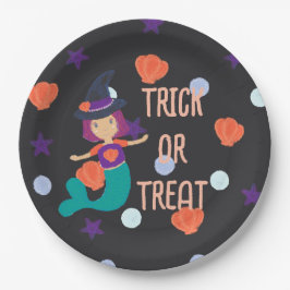 Halloween Pastel Mermaid Witch Trick oder Treat Pappteller