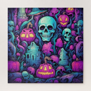 Halloween Pastel Skulls und Pumpkins Puzzle