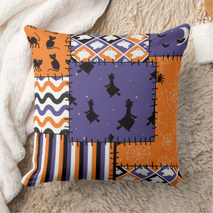 Halloween Patchwork Hexen Cats Throw Kissen