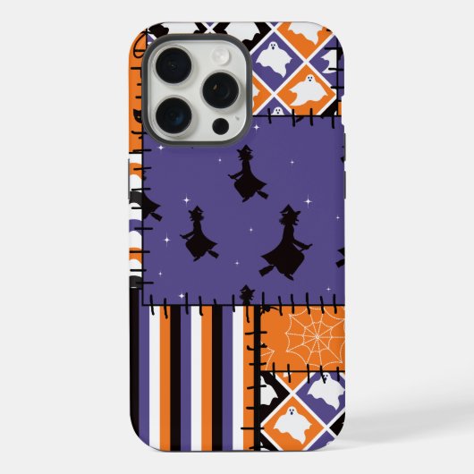 Halloween-Patchwork-Hexen-Katzen iPhone Hülle (Rückseite)