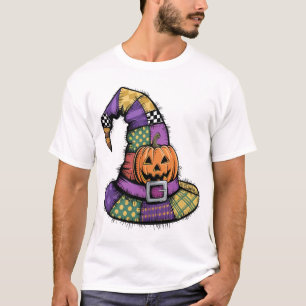 Halloween Patchwork Hexenhut Gruselig T-Shirt