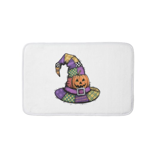 Halloween Patchwork Hexenhut Spooky Badematte (Vorderseite)