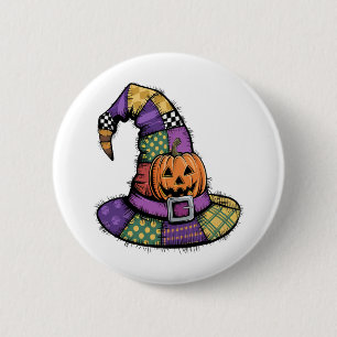Halloween Patchwork Hexenhut Spooky Button