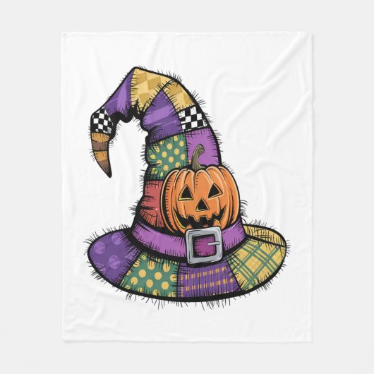 Halloween Patchwork Hexenhut Spooky Fleecedecke (Vorderseite)