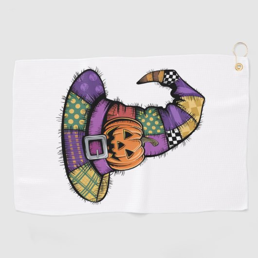 Halloween Patchwork Hexenhut Spooky Golfhandtuch (Horizontal)