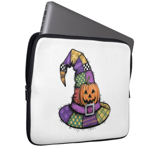 Halloween Patchwork Hexenhut Spooky Laptopschutzhülle (Vorne Rechts)