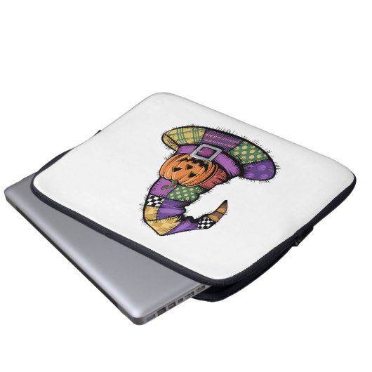 Halloween Patchwork Hexenhut Spooky Laptopschutzhülle (Vorne Knopf)