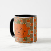 Halloween-Patchwork-Kürbis-Tasse Tasse (Vorderseite Links)