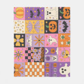 Halloween Patchwork Pattern - Feierliche Plätze Fleecedecke (Vorderseite)
