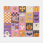 Halloween Patchwork Pattern - Feierliche Plätze Fleecedecke (Vorderseite (Horizontal))