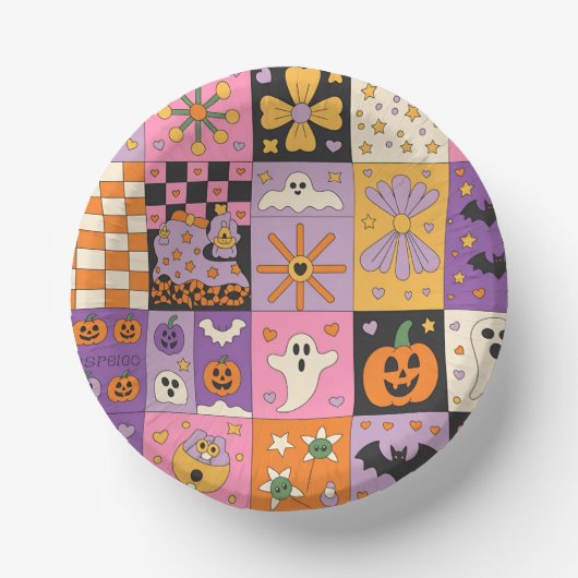 Halloween Patchwork Pattern - Feierliche Plätze mi Pappteller (Vorderseite)