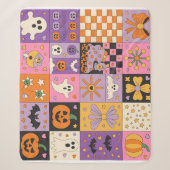 Halloween Patchwork Pattern - Feierliche Plätze Sherpadecke (Vorderseite)
