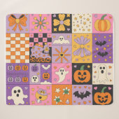 Halloween Patchwork Pattern - Feierliche Plätze Sherpadecke (Vorderseite (Horizontal))