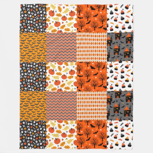 Halloween Patchwork Pattern Fleece Blanket (Vorderseite)