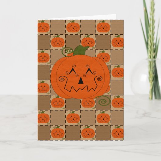 Halloween Patchwork Pumpkin-Karte Karte (Vorderseite)