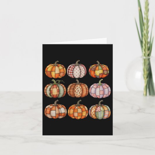 Halloween Patchwork Pumpkin Quilfall-Ästhetik Karte (Vorderseite)