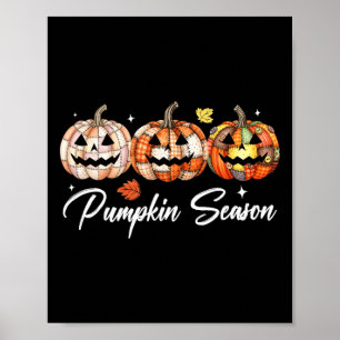 Halloween Patchwork Pumpkin Quilfall-Ästhetik Poster