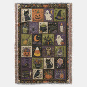 Halloween-Patchwork-Quilt-Set Gewebte Throw-Decke Decke (Vorderseite Vertikal)