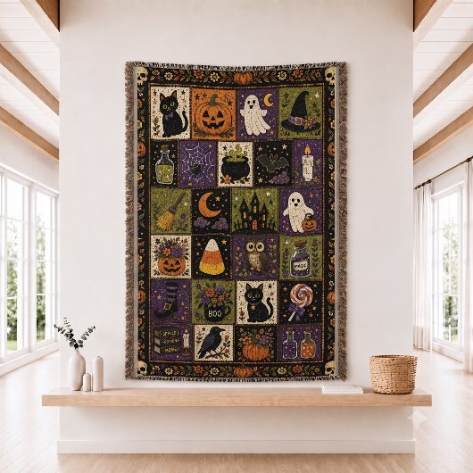 Halloween-Patchwork-Quilt-Set Gewebte Throw-Decke Decke