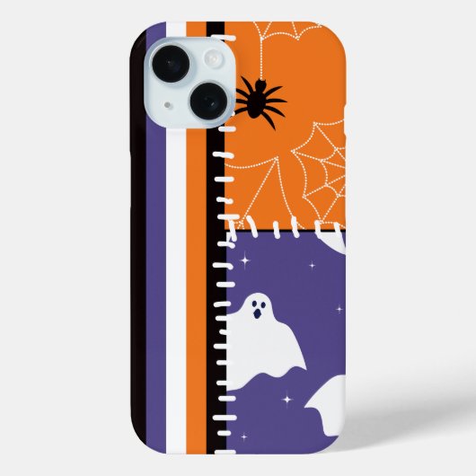 Halloween Patchwork Stripes Ghosts Case-Mate iPhone Hülle (Rückseite)