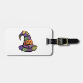 Halloween Patchwork Witch Hat Spooky Gepäckanhänger (Vorderseite horizontal)