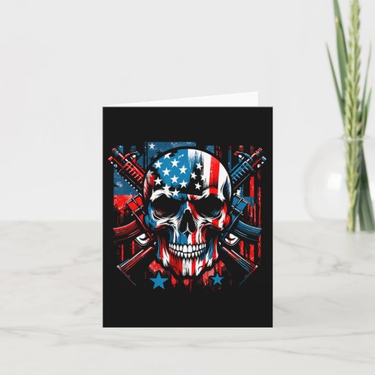Halloween Patriotic Skeleton American Flag 4. Karte (Vorderseite)