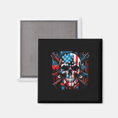 Halloween Patriotic Skeleton American Flag 4. Magnet (Vorderseite/Rückseite)