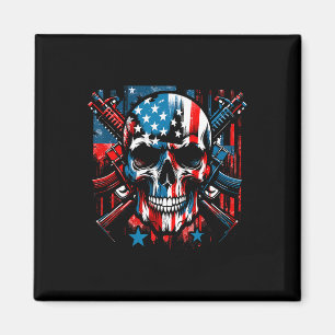Halloween Patriotic Skeleton American Flag 4. Magnet