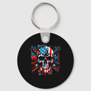 Halloween Patriotic Skeleton American Flag 4. Schlüsselanhänger