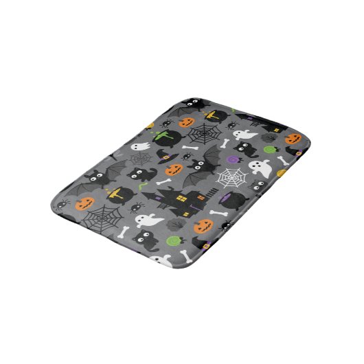 Halloween Pattern Badematte (Schrägansicht)