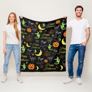 Halloween Pattern Black Fleecedecke