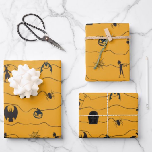 Halloween Pattern Geschenkpapier Set (Vorderseite)