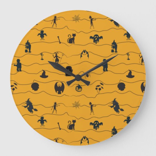 Halloween Pattern Große Wanduhr (Vorderseite)