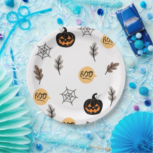 Halloween Pattern Hintergrund Pappteller (Party)