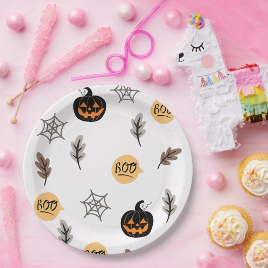 Halloween Pattern Hintergrund Pappteller (Party)