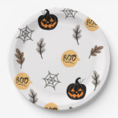 Halloween Pattern Hintergrund Pappteller (Vorderseite)