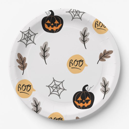 Halloween Pattern Hintergrund Pappteller (Vorderseite)