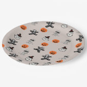 Halloween Pattern Hintergrund Pappteller (Schrägansicht)