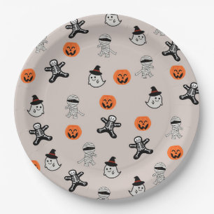Halloween Pattern Hintergrund Pappteller