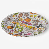 Halloween Pattern Hintergrund Pappteller (Schrägansicht)