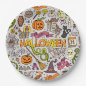 Halloween Pattern Hintergrund Pappteller (Vorderseite)