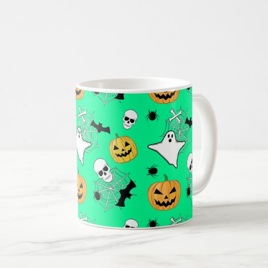 Halloween Pattern Kaffeetasse (VorderseiteRechts)