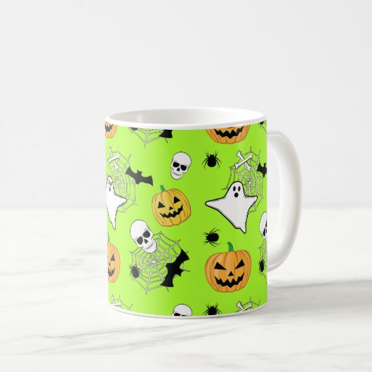 Halloween Pattern Kaffeetasse (VorderseiteRechts)