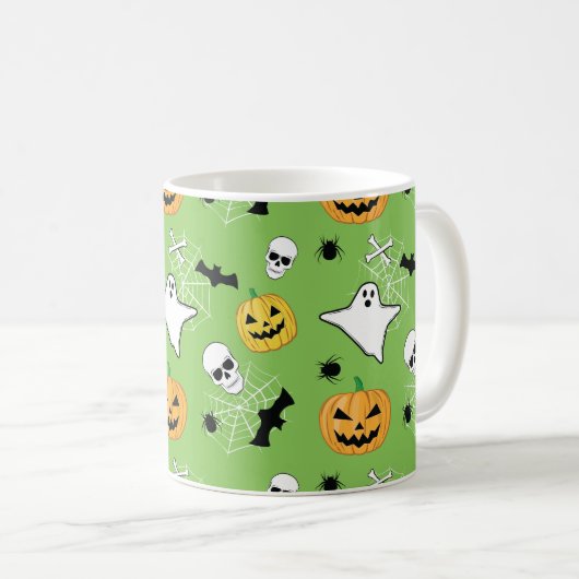 Halloween Pattern Kaffeetasse (VorderseiteRechts)