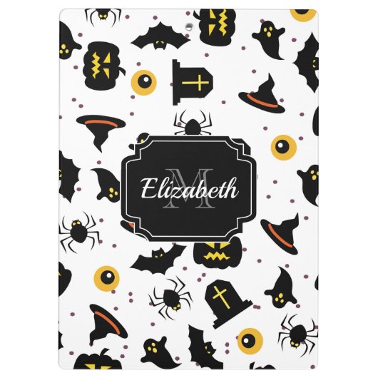 Halloween Pattern Klemmbrett (Rückseite)
