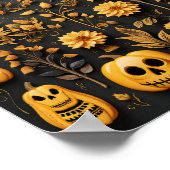 Halloween-Pattern Kürbis und Blume Poster (Ecke)