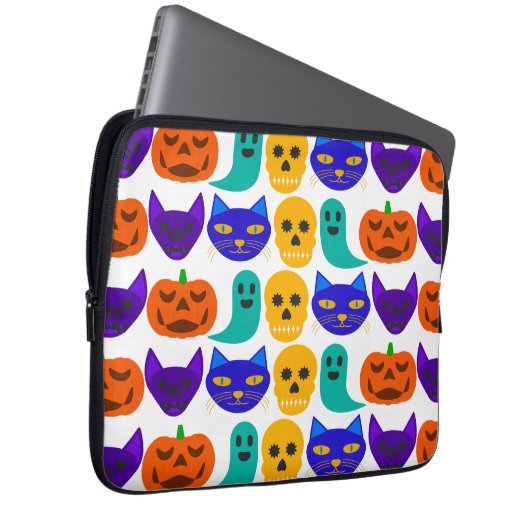 Halloween-Pattern Laptop-Sieb, 13-Zoll Laptopschutzhülle (Vorne Rechts)