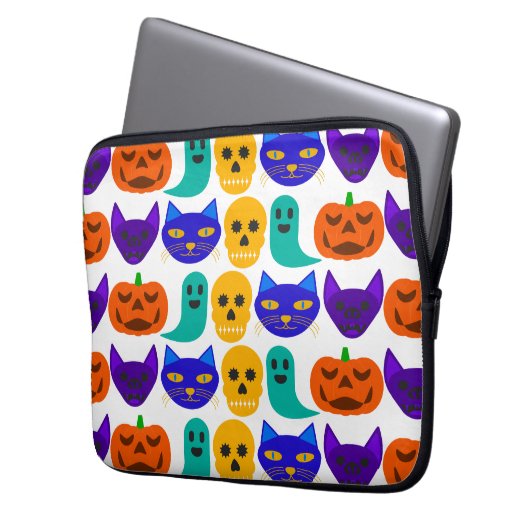 Halloween-Pattern Laptop-Sieb, 13-Zoll Laptopschutzhülle (Vorderseite Links)